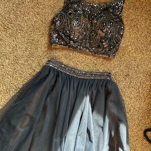 Sherri Hill Black Beaded Two-Piece Dress